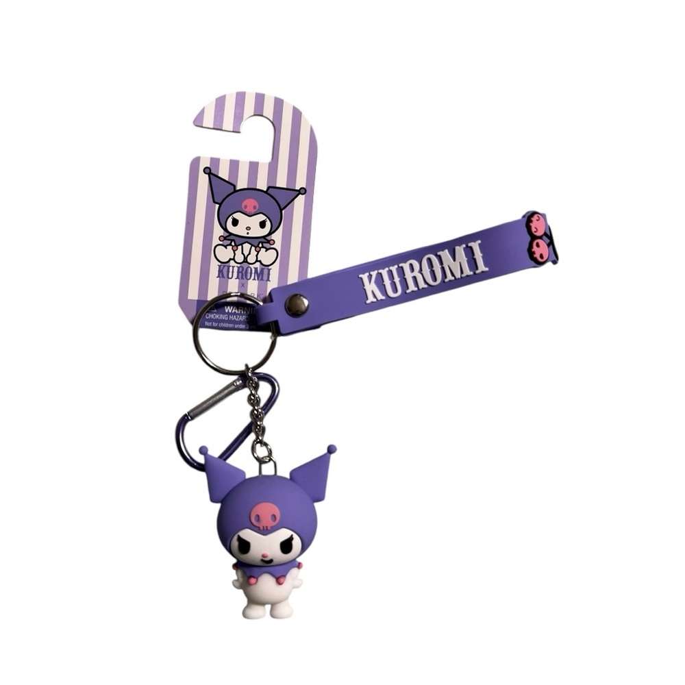 Kuromi Keychain with Purple Strap Hello Kitty Sanrio NWT